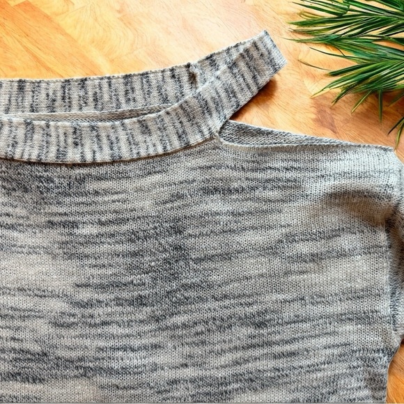 Michael Stars Black Marbled One-Shoulder Tunic Sweater - Size L - Linen Blend - Picture 8 of 15